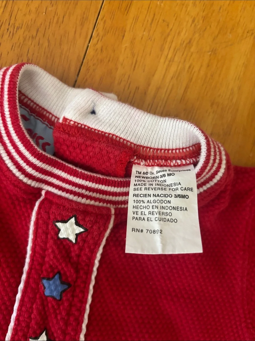 Vintage Dr. Seuss Red Baby One-Piece Romper 3-6 mo